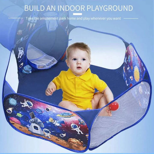 Kids Pop Up Play Tunnel Tent House Space Theme