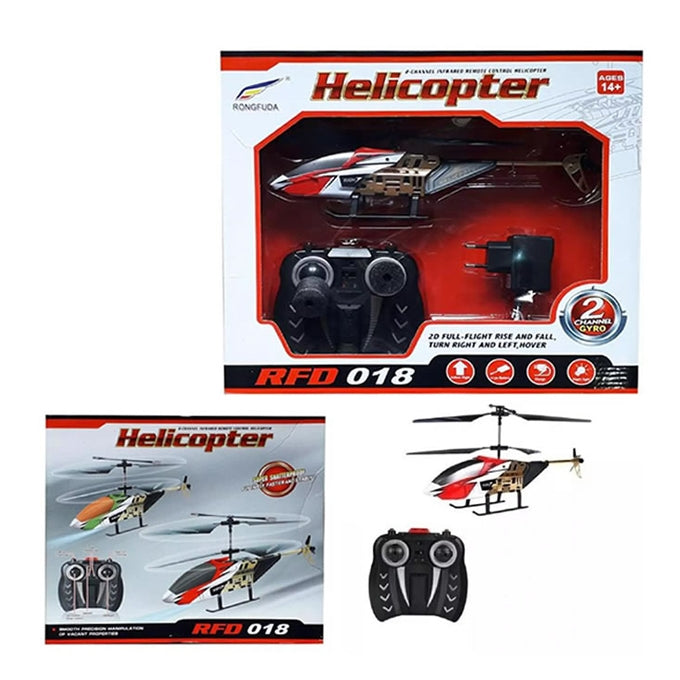 Remote Control Helicopter RFD-018 – 2 Channel Rechargeable Toy For Kids – Multi Color