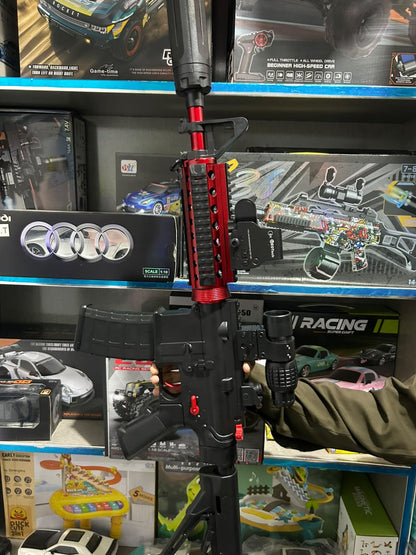 1:1 Electric M416 Gel Blaster Rifle With Light Smoke Silencer (Red Colour)