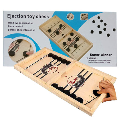 Pucket Wooden Elastic Foosball Hockey Puck Table Carrom Game – 2 Players
