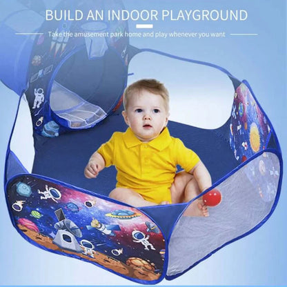 Kids Pop Up Play Tunnel Tent House Space Theme