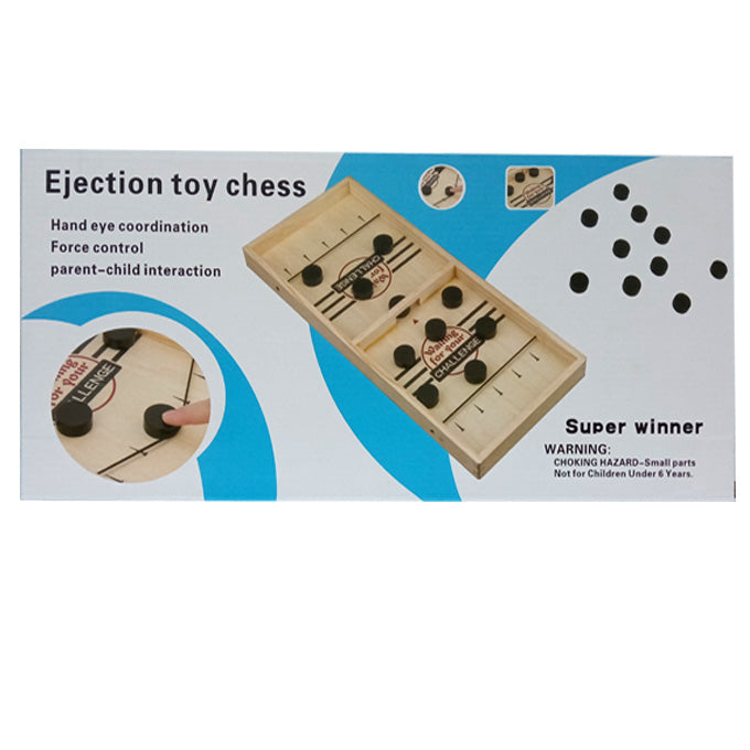 Pucket Wooden Elastic Foosball Hockey Puck Table Carrom Game – 2 Players