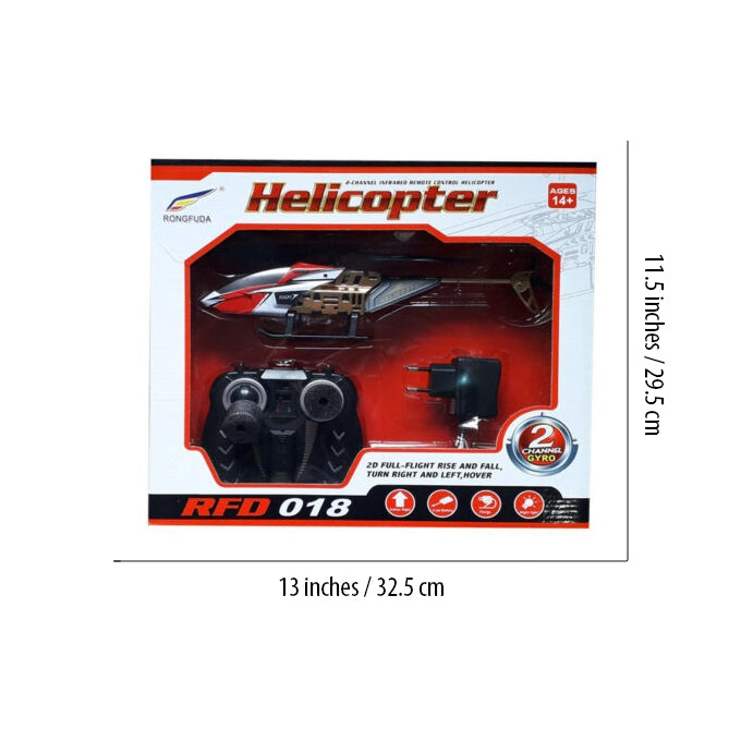 Remote Control Helicopter RFD-018 – 2 Channel Rechargeable Toy For Kids – Multi Color
