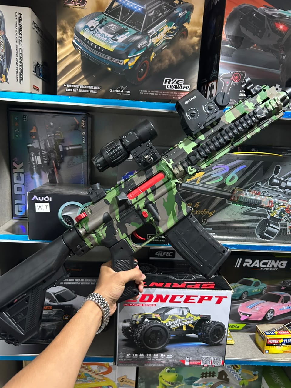 1:1 Electric M416 Gel Blaster Rifle With Light Smoke Silencer (Fogi Colour)