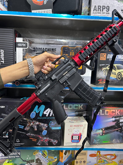 Electric M4A1 Gel Blaster Gun With Smoke Muffler - Red