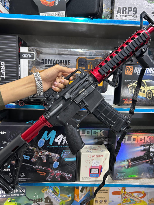 Electric M4A1 Gel Blaster Gun With Smoke Muffler - Red