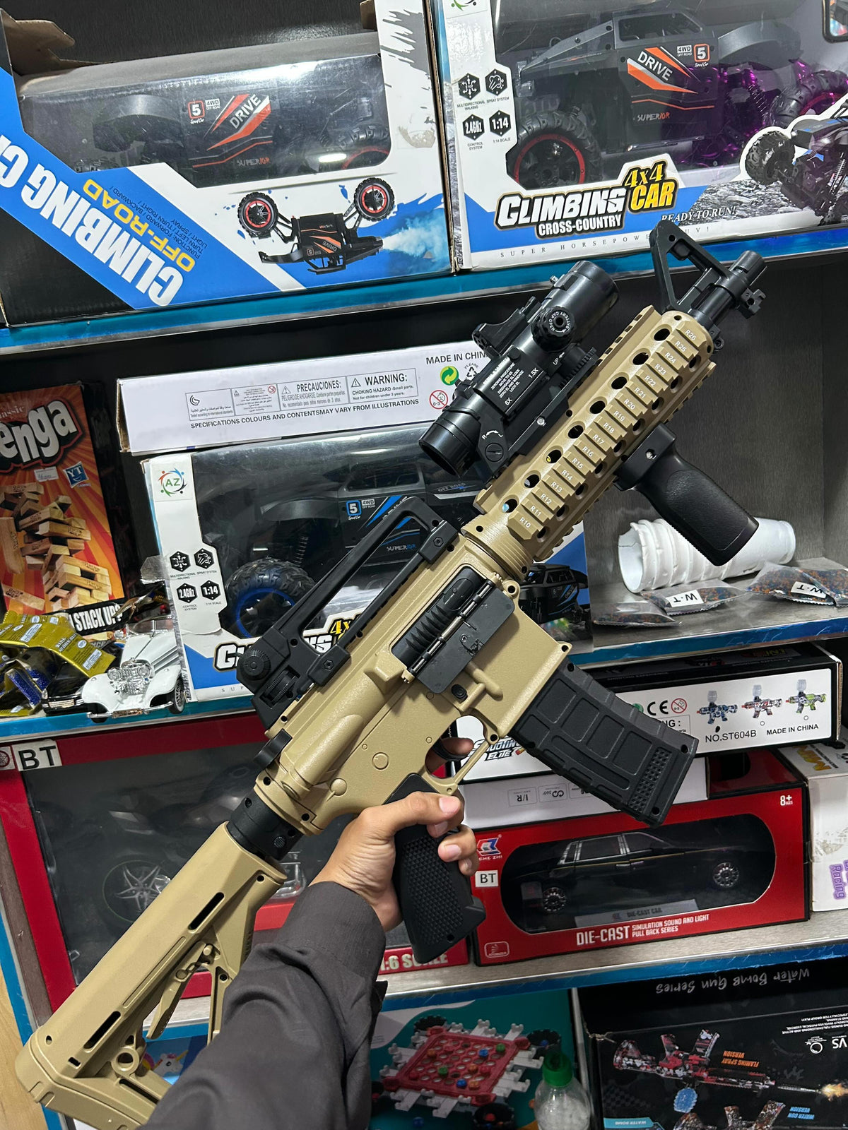 Electric M4A1 Gel Blaster Toy Gun with Scope & Muffler | Rechargeable Automatic Shooting Rifle (14+)