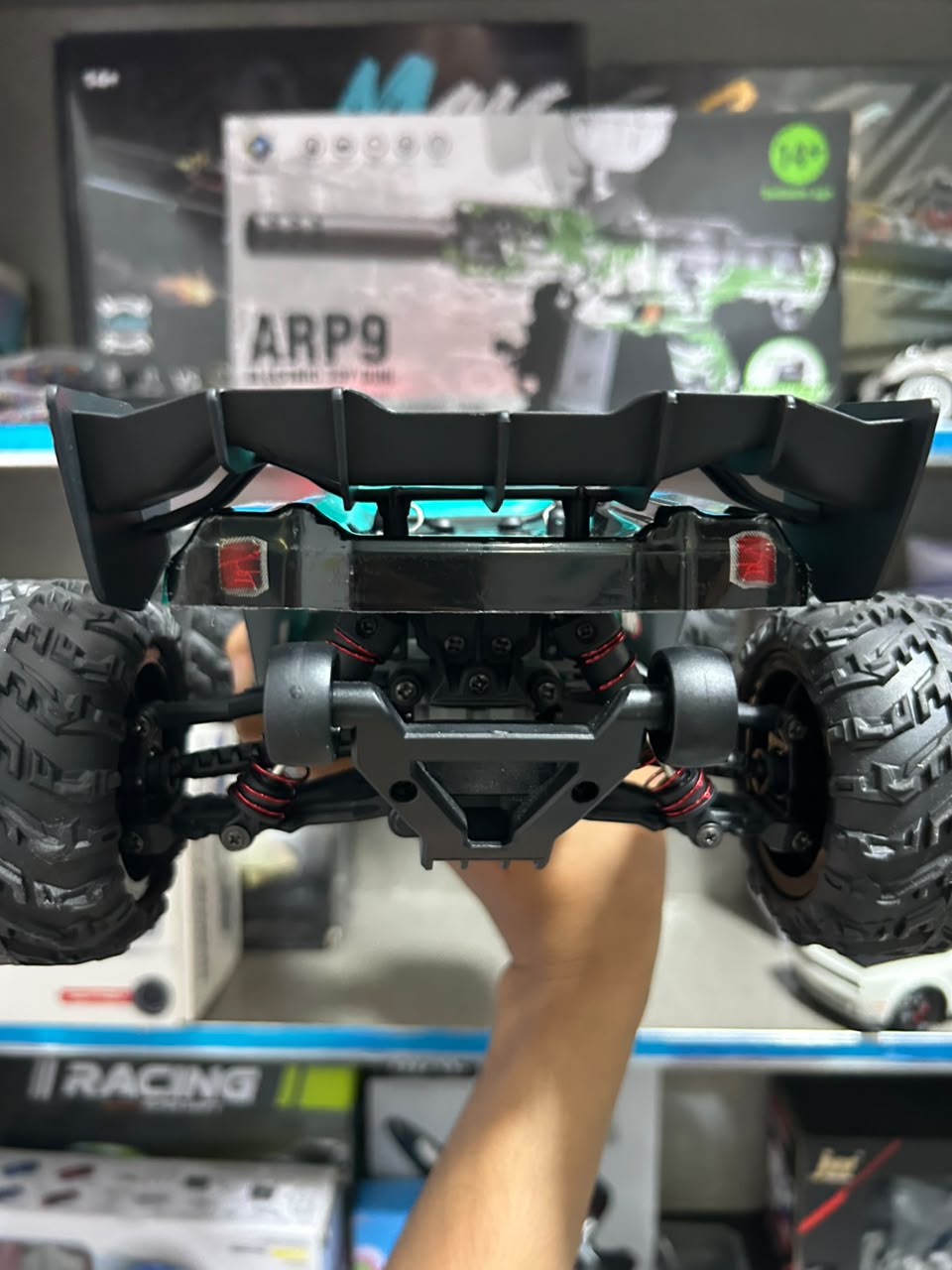 1:14 Hobby Grade RC Monster Truck 4x4 Off-Road Car – 50 km/hr High Speed with LED Lights & Hydraulic Suspension (Green)