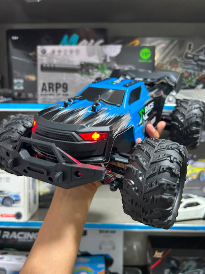 1:14 Hobby Grade RC Monster Truck 4x4 Off-Road Car – 50 km/hr High Speed with LED Lights & Hydraulic Suspension (Blue)