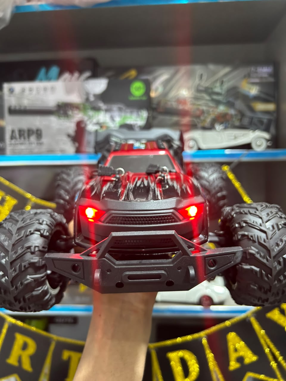 1:14 Hobby Grade RC Monster Truck 4x4 Off-Road Car – 50 km/hr High Speed with LED Lights & Hydraulic Suspension (Red)