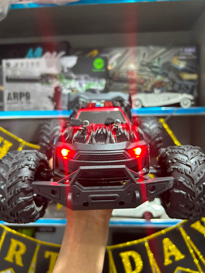 1:14 Hobby Grade RC Monster Truck 4x4 Off-Road Car – 50 km/hr High Speed with LED Lights & Hydraulic Suspension (Red)