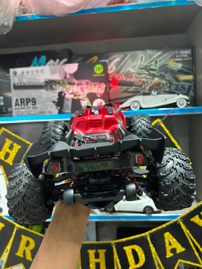 1:14 Hobby Grade RC Monster Truck 4x4 Off-Road Car – 50 km/hr High Speed with LED Lights & Hydraulic Suspension (Red)