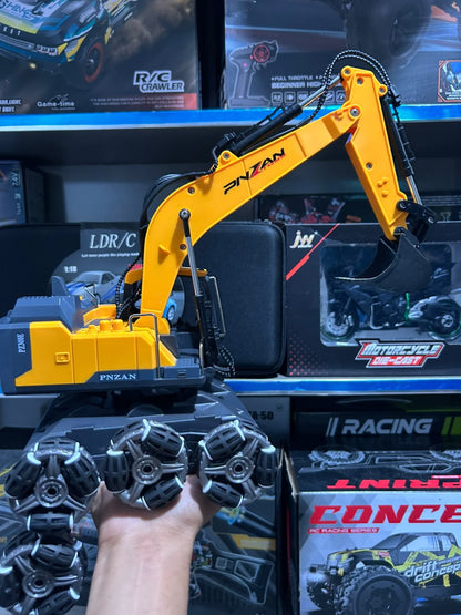RC Excavator Truck Nylon Metal – 15 Channel Remote Control Construction Toy with Rechargeable Battery