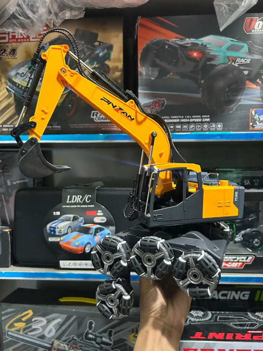 RC Excavator Truck Nylon Metal – 15 Channel Remote Control Construction Toy with Rechargeable Battery