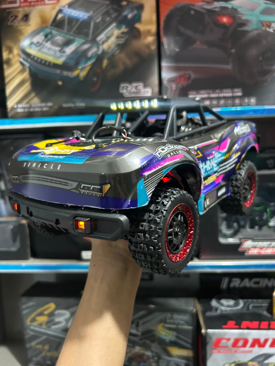 1:14 Hobby Grade RC Short Course Off-Road Truck – 60 km/hr High Speed with LED Light Bar & Digital Proportional Remote