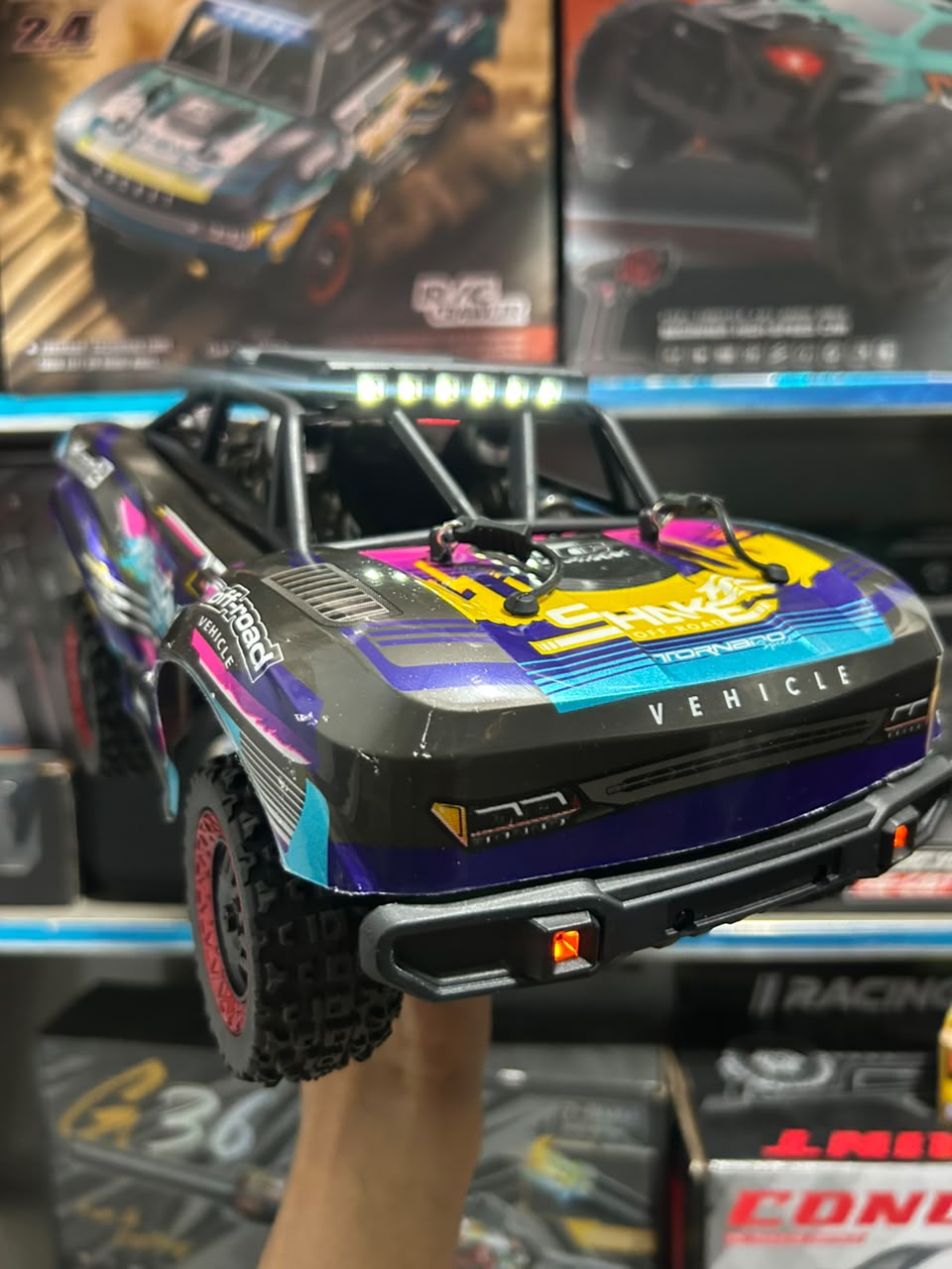 1:14 Hobby Grade RC Short Course Off-Road Truck – 60 km/hr High Speed with LED Light Bar & Digital Proportional Remote
