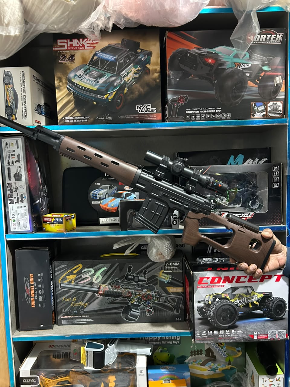 Sniper SVD Electric Gel Blaster Rifle Toy – 7.4V Rechargeable Battery with Scope & Bipod